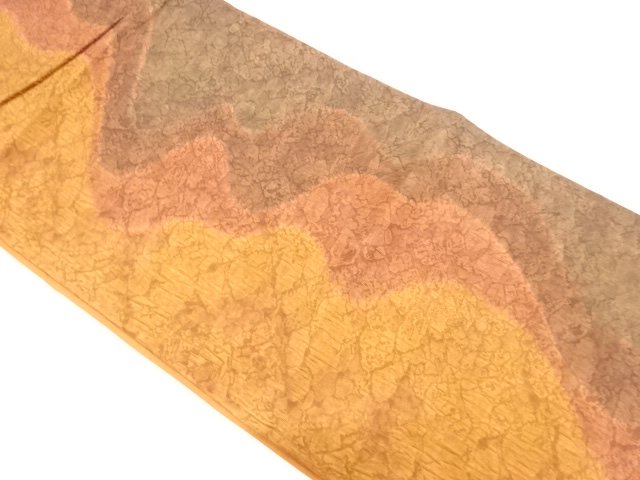 リサイクル　纐纈よろけ縞模様全通袋帯